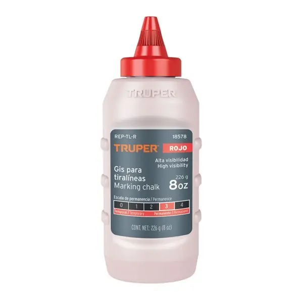 Rendeld meg most TRUPER REP-TL-R Krétapor kicsapózsinórhoz, piros, 225 g (18578)