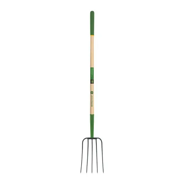 JOHN DEERE BPJ-5E-JD 5 ágú trágyavilla, 120 cm-es prémium keményfa nyéllel, gumírozott markolattal ( Olcsóbb