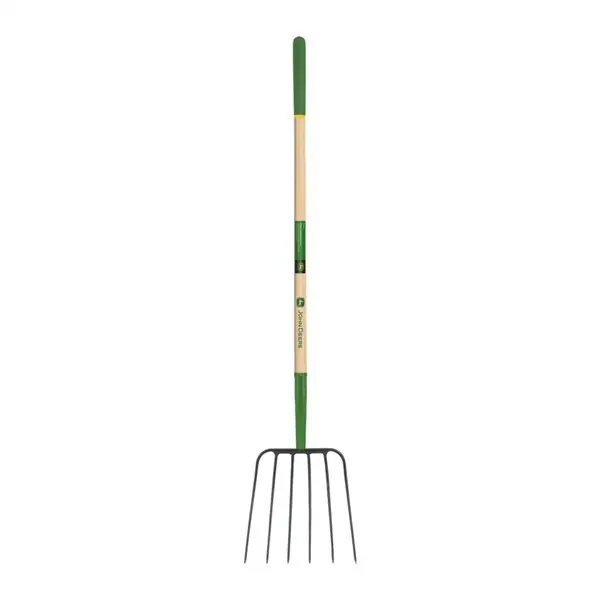 JOHN DEERE BPJ-6E-JD 6 ágú trágyavilla, 120 cm-es prémium keményfa nyéllel, gumírozott markolattal ( Expressz kézbesítés