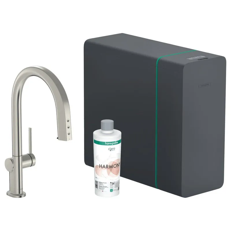 Ajánlat Hansgrohe Aqittura M91 Sodasystem konyhai csaptelep 210, kihúzható kifolyó, 1jet, sBox, rozsdamentes acél hatású (76836800)