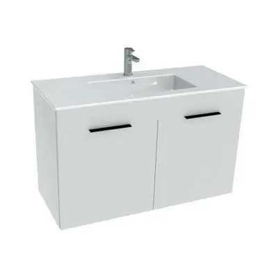 Jika Cube 100 alsószekrény mosdóval, 2 ajtós, selyemfényű fehér, 98x42,2x60,7 cm ( H4536511763001 ) Bestseller
