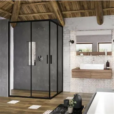Outlet Ravak BLSRV2K-90 zuhanykabin, fekete +Transparent (1 oldal) (X1XM70300Z1)