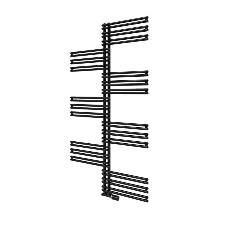 Különleges ajánlat Vogel&Noot Figuresse Twist 910x1674 matt mélyfekete törölközőszárítós radiátor (FLSA016709000N0S0029)