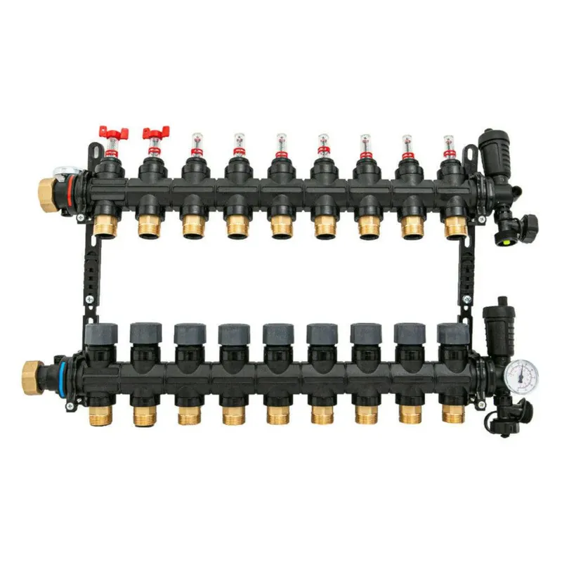 Hakatherm SkyFlow osztó - gyűjtő átfolyásmérő + komplett végelem 9 kör 1" - 3/4" EUROKÓNUSZ műanyag (TT-MFP-10934) Olcsóbb