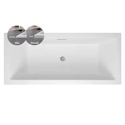 Biztonságos vásárlás M-Acryl Sabina Slim Pro 170x75 kád vízszintes túlfolyó nyílással