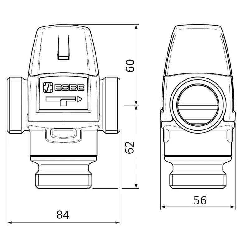 Vedd meg most ESBE VTA522 50-75C 20-3,2 KM 1" termosztatikuskeverőszelep (31620300)