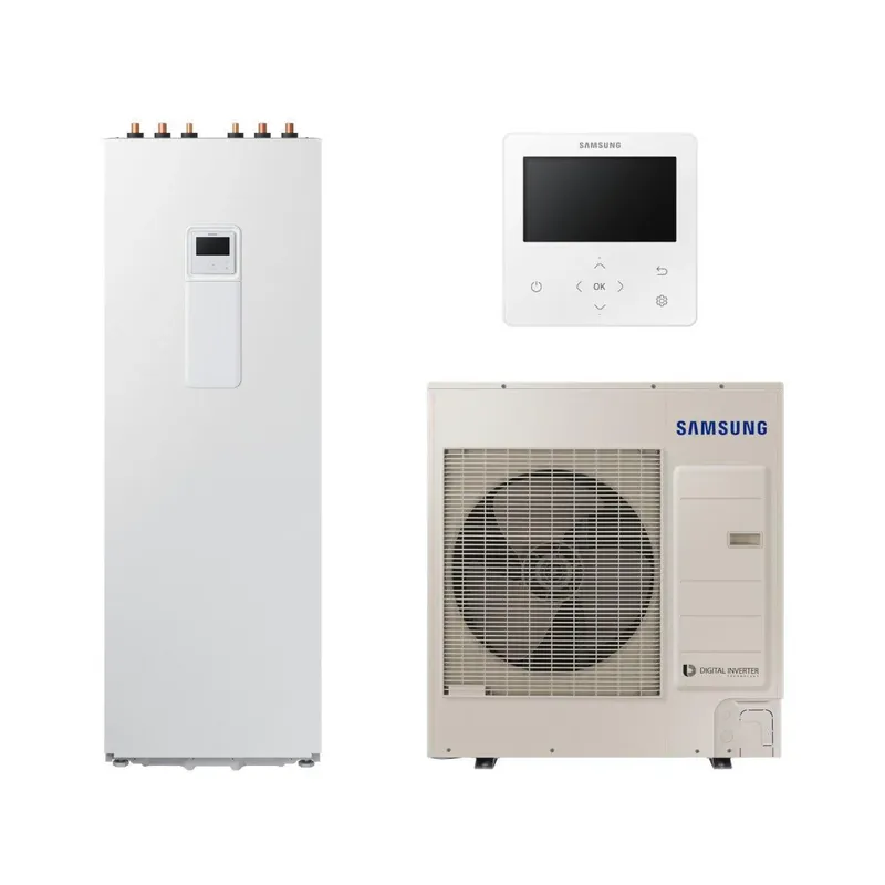 Gyors kiszállítás Samsung Split ClimateHub R32 hőszivattyú 9 kW + 260l-es tartály + vezetékes szabályzó, 3 fázis (SCH-R32-9-2-3)