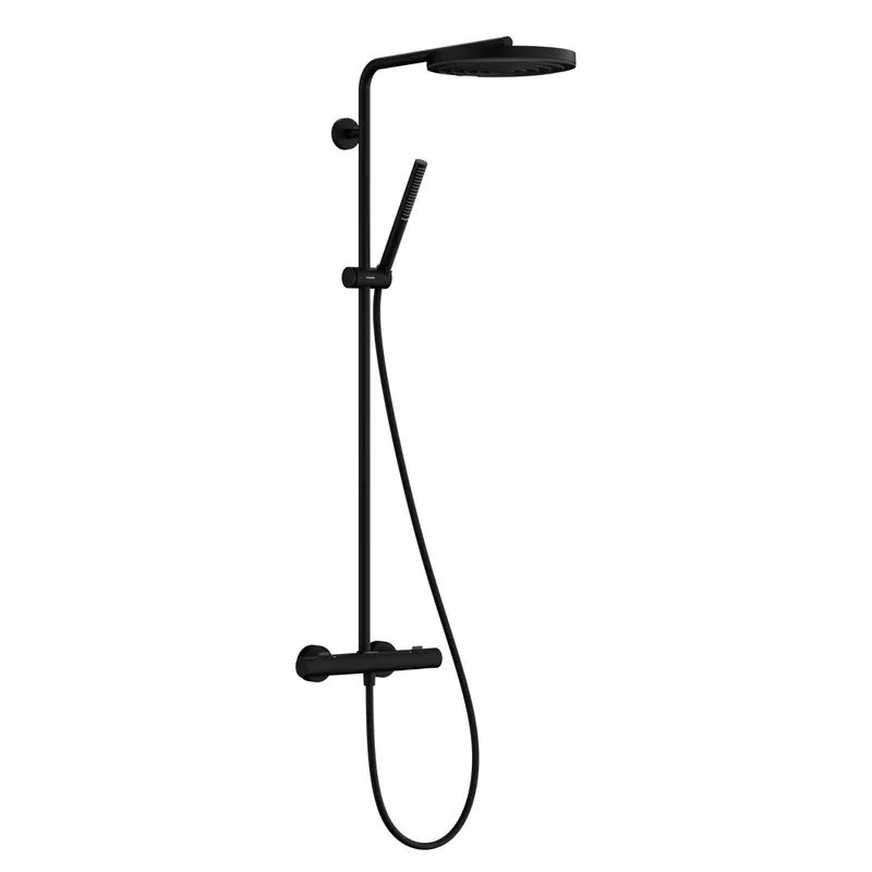 Vedd meg online Hansgrohe Pulsify S Puro zuhanyrendszer termosztátos, EcoSmart, kézizuhany 1jet, matt fekete (24223670)
