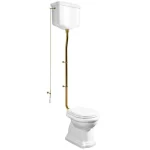 KERASAN Retro álló WC, alsó kifolyású, tartállyal, öblítőmechanikával, ülőke nélkül, fehér/bronz Gyors szállítás