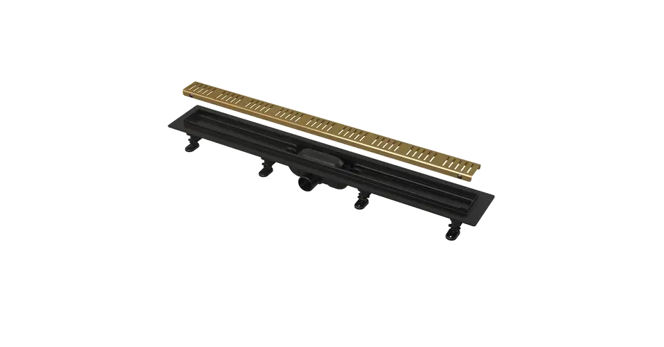 Vásárlói kedvenc ALCA APZ10Black-Brass Simple zuhanyfolyóka peremmel perforált rácsokhoz, sárgaréz