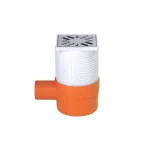 Outlet Padlószifon, I. ágú, 80 mm, lapos + magasító, 100×100 mm-es rozsdamentes ráccsal