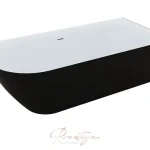 M-ACRYL Lily különleges műmárvány kád, matt fekete előlappal + króm lefolyó Alacsony ár