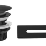 AQUALINE klik-klak kádlefolyó, nagy dugóval, 5/4", 10-40 mm, 60 mm, matt fekete Prémium