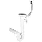 Ajánlat Csőszifon 6/4", egymedencés, 114 mm-es leeresztővel, kerek túlfolyóval, mosógép csatlakozóval, 50 mm-es elfolyóval