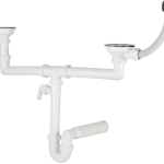 Csőszifon 6/4", kétmedencés, kerek túlfolyóval, 2 db leeresztővel, mosógép csatlakozóval, Ø50 mm-es elfolyással Legjobb ár