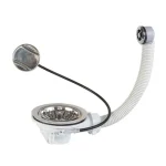 Azonnali szállítás Leeresztőszelep bowdenes 6/4", Ø114 mm, kör túlfolyóval, rozsdamentes mosogatóhoz
