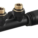 Árengedmény BRUCKNER Wicher csatlakozó készlet termosztáttal, középső bekötéshez, 50 mm, matt fekete
