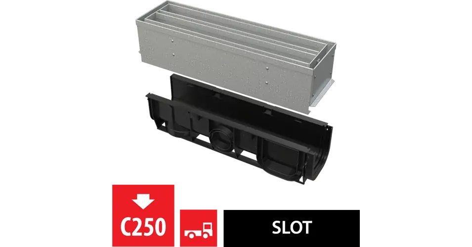 Expressz szállítás ALCA szimmetrikus kültéri résfolyóka revíziós résszel 100 mm, horganyzott acélból