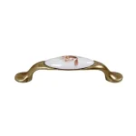 Fogantyú E052-96 Antik bronz-barna virág porcelán Különleges ajánlat
