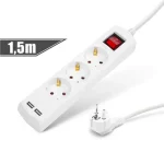 Csak ma Háztartási elosztó 3-as - 3 x 1,5 mm - 1,5 m - 2 x USB-vel - kapcsolós