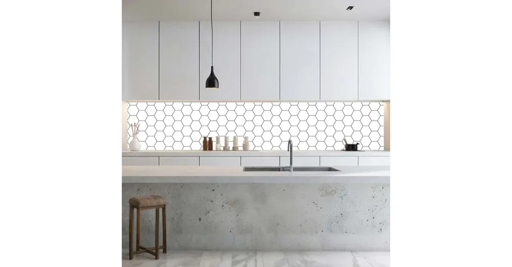 Expressz kézbesítés Konyhai hátfal Wallplex falburkoló Fehér Hexagon 60x120cm