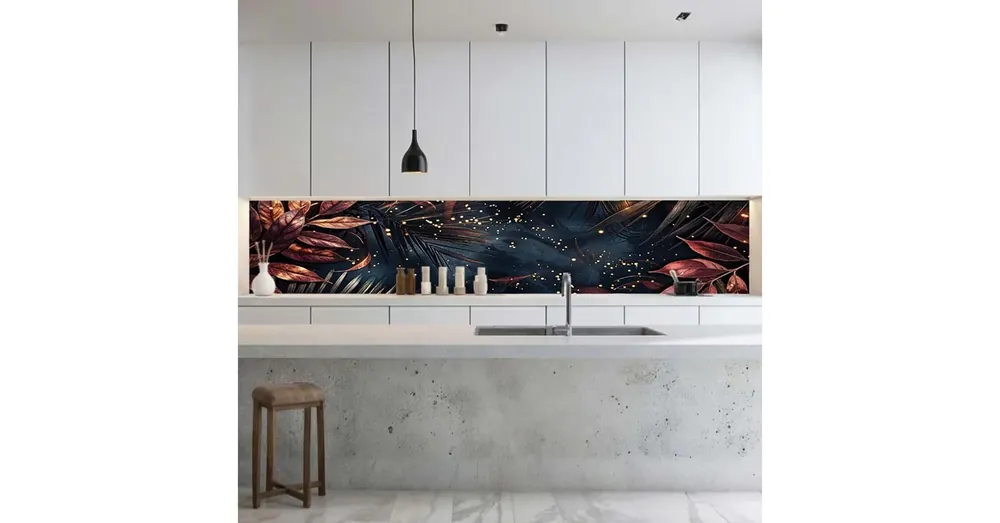 Konyhai hátfal Wallplex falburkoló Bronz Levelek 60x120cm Újdonság