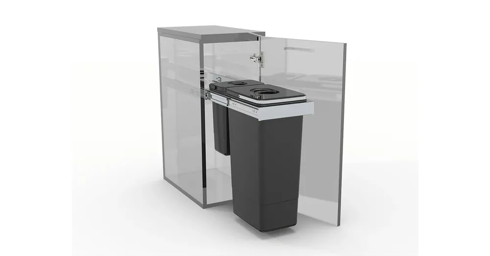 Nézd meg most EKOTECH - Beépíthető hulladékgyűjtő SMART Inox 1x26 liter+1x7 liter lágyan záródó