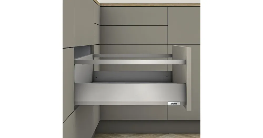 Blum MERIVOBOX fiókszett E magasságú Korlát magasítással 500mm Szürke Olcsóbb