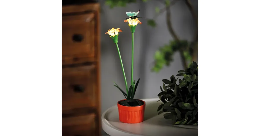 Szolár színes virág - 8 x 8 x 32 cm - 10 melegfehér LED - piros Biztonságos fizetés