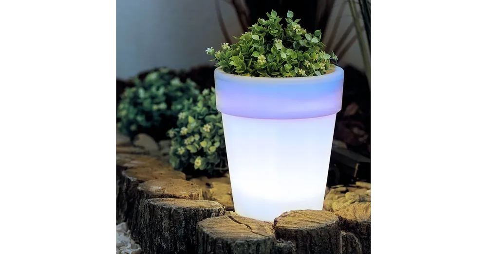 Nézd meg most Szolár virágcserép - 4 hidegfehér LED - 16,5 x 19 cm