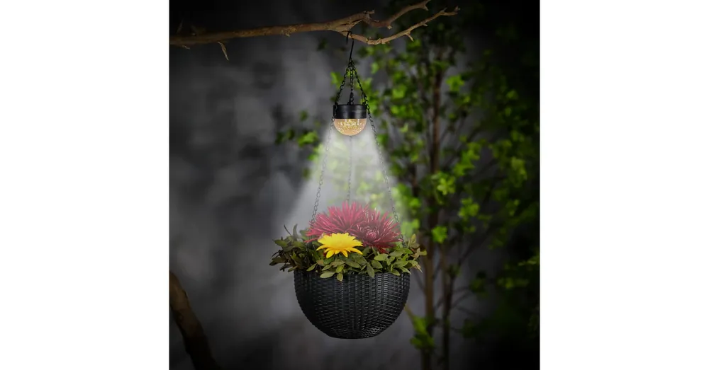 Ne maradj le Felakasztható LED szolár - virág kaspó - fekete - műanyag - 26 x 16 cm
