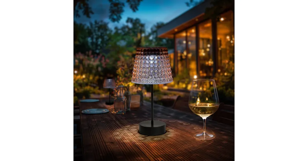 Szolár asztali lámpa - rózsaszín - hidegfehér LED - műanyag - 26 x 12 cm Gyors szállítás