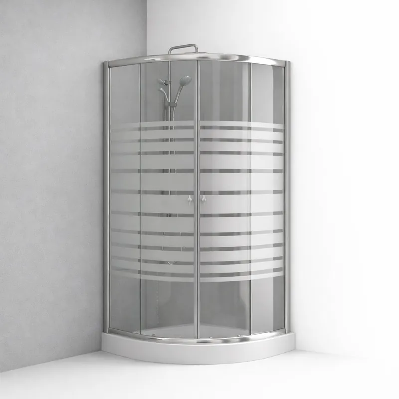 Legjobb ár HTB, Murano, Zuhanykabin, Íves, tálcával és szifonnal, csíkos üveg, króm keret, 80x80 cm, 5 mm, 8130 stripe, BHS