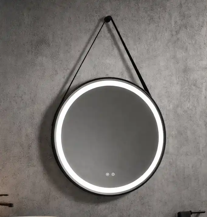 Inspiro Design Ora Smart, kör alakú okos tükör, keretvilágítással, fekete, 25W, 70x70 cm Prémium