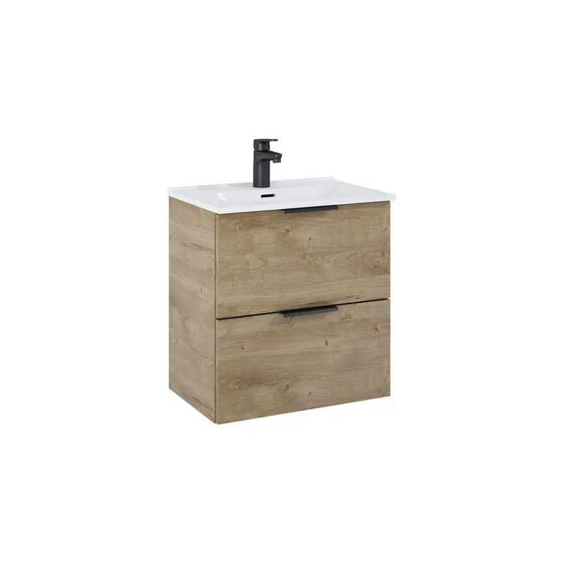 Elita Street Plus Szett (szekrény + kerámia mosdó), 50 cm, 2 fiókos, Canela Oak Akciós ár