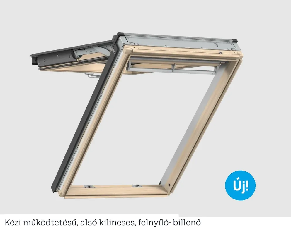 Velux, Felnyíló tetőablak, GPL MK08 3068 3-rétegű üveg, lakkozott fa, 78x140 cm Biztonságos fizetés