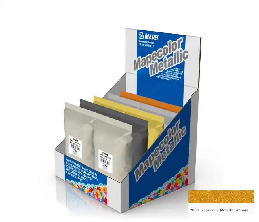 Árcsökkenés Mapei, Mapecolor Metallic, metálfényű porpigment, Szahara (arany) 90 gr