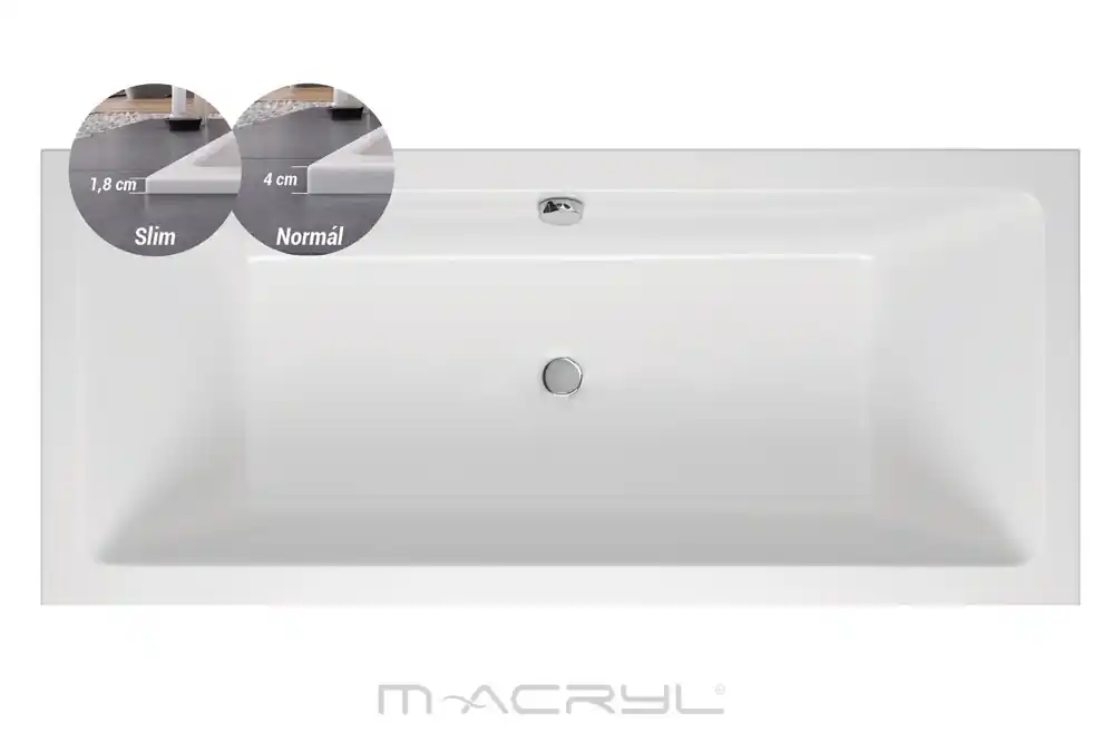M-Acryl, Sabina Slim egyenes kád 170x75 cm 12387 Kedvezmény