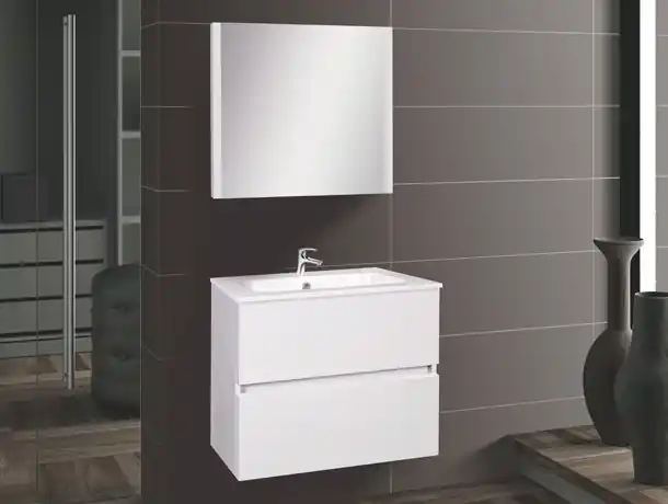 Fürdőszobabútor, Wellis, Elois White 60, 2 fiókos, komplett mosdós szekrény, fehér, 60 cm I.o. Népszerű
