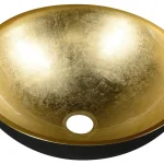 Alacsony ár Mosdó, Sapho, Murano Black-Gold AL5318-77, üveg, csaplyuk nélkül, arany - fekete