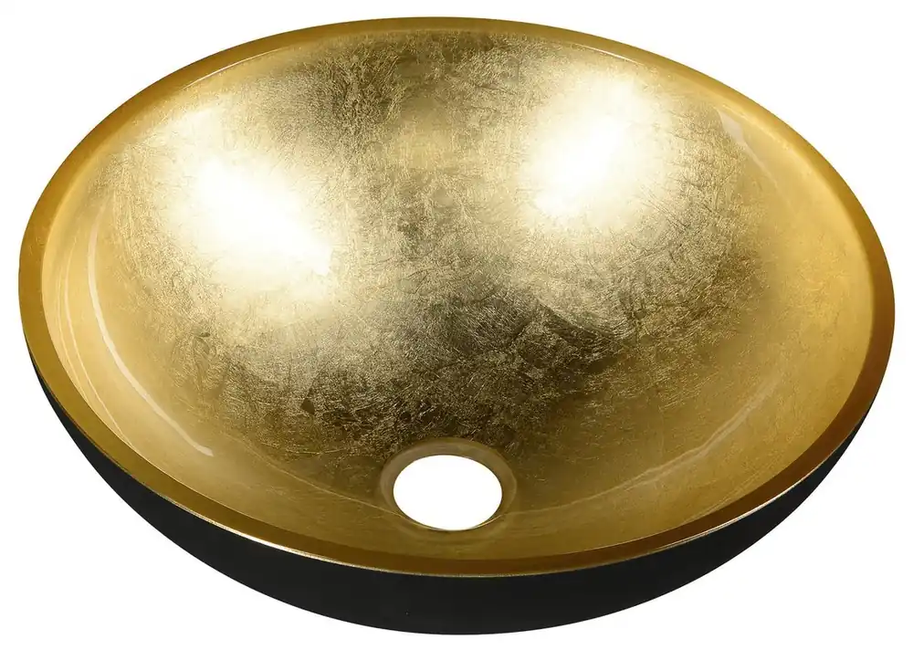 Alacsony ár Mosdó, Sapho, Murano Black-Gold AL5318-77, üveg, csaplyuk nélkül, arany - fekete
