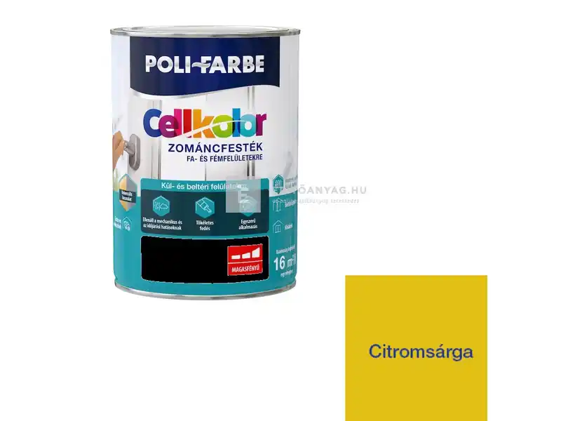 Poli-Farbe Cellkolor magasfényű zománcfesték citromsárga 0,8 l Azonnali szállítás