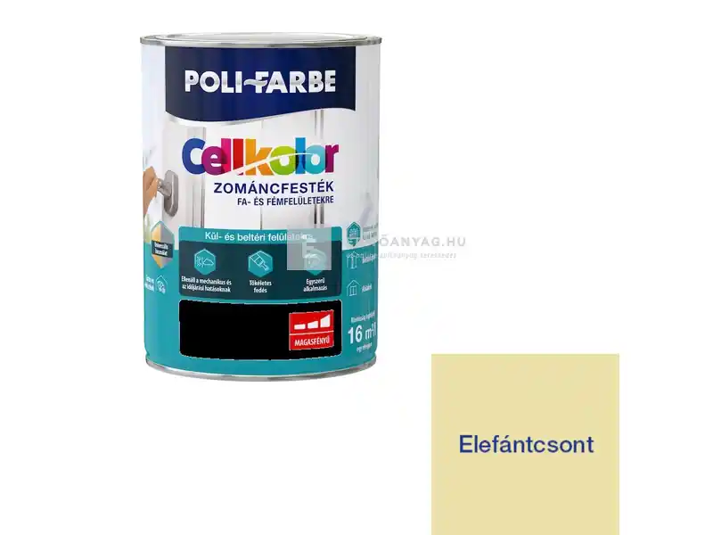 Legjobb ár Poli-Farbe Cellkolor magasfényű zománcfesték elefántcsont 0,8 l