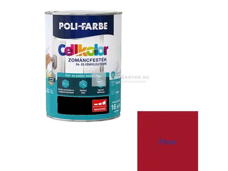 Outlet Poli-Farbe Cellkolor magasfényű zománcfesték piros 0,8 l