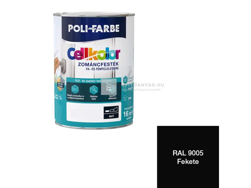 Szuper akció Poli-Farbe Cellkolor matt zománcfesték RAL 9005 fekete 0,8 l