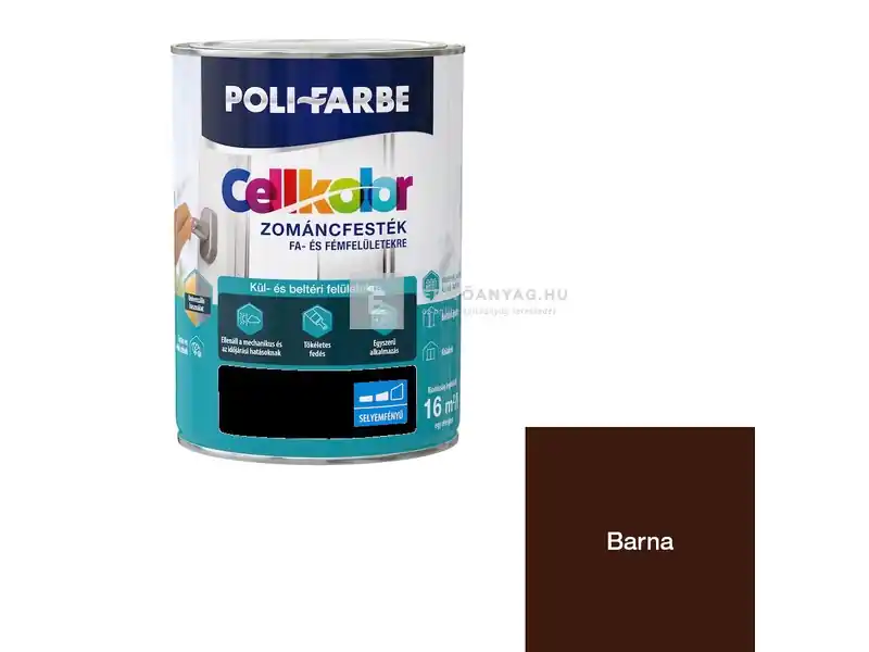 Poli-Farbe Cellkolor selyemfényű zománcfesték barna 10 l Olcsó