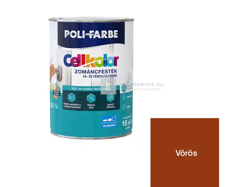 Ajánlat Poli-Farbe Cellkolor selyemfényű zománcfesték vörös 5 l