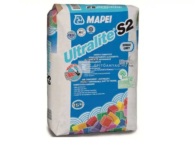 Expressz szállítás Mapei Ultralite S2 Flex kerámiaburkolat-ragasztó C2E S2 szürke 15 kg