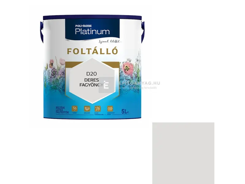 Legjobb ár Poli-Farbe Platinum Foltálló beltéri falfesték D20 deres fagyöngy 5 l