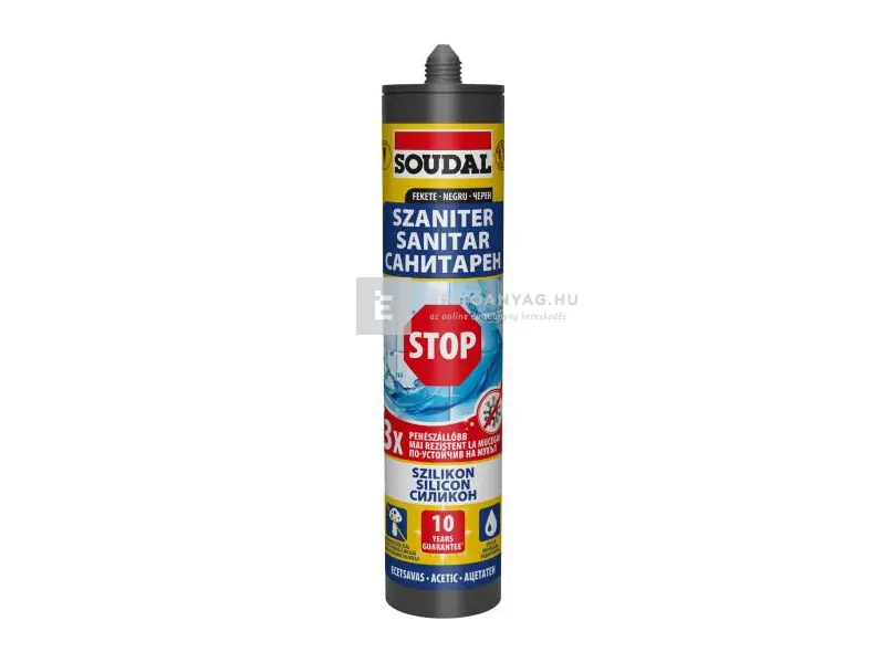 Biztonságos fizetés Soudal Szaniter Szilikon Stop fekete 280ml